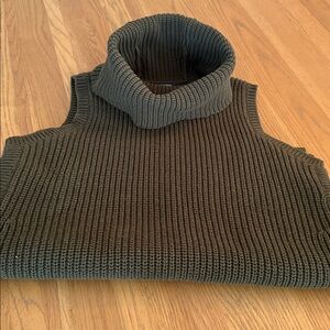 Lands' End Olive Ribbed Turtleneck Sweater